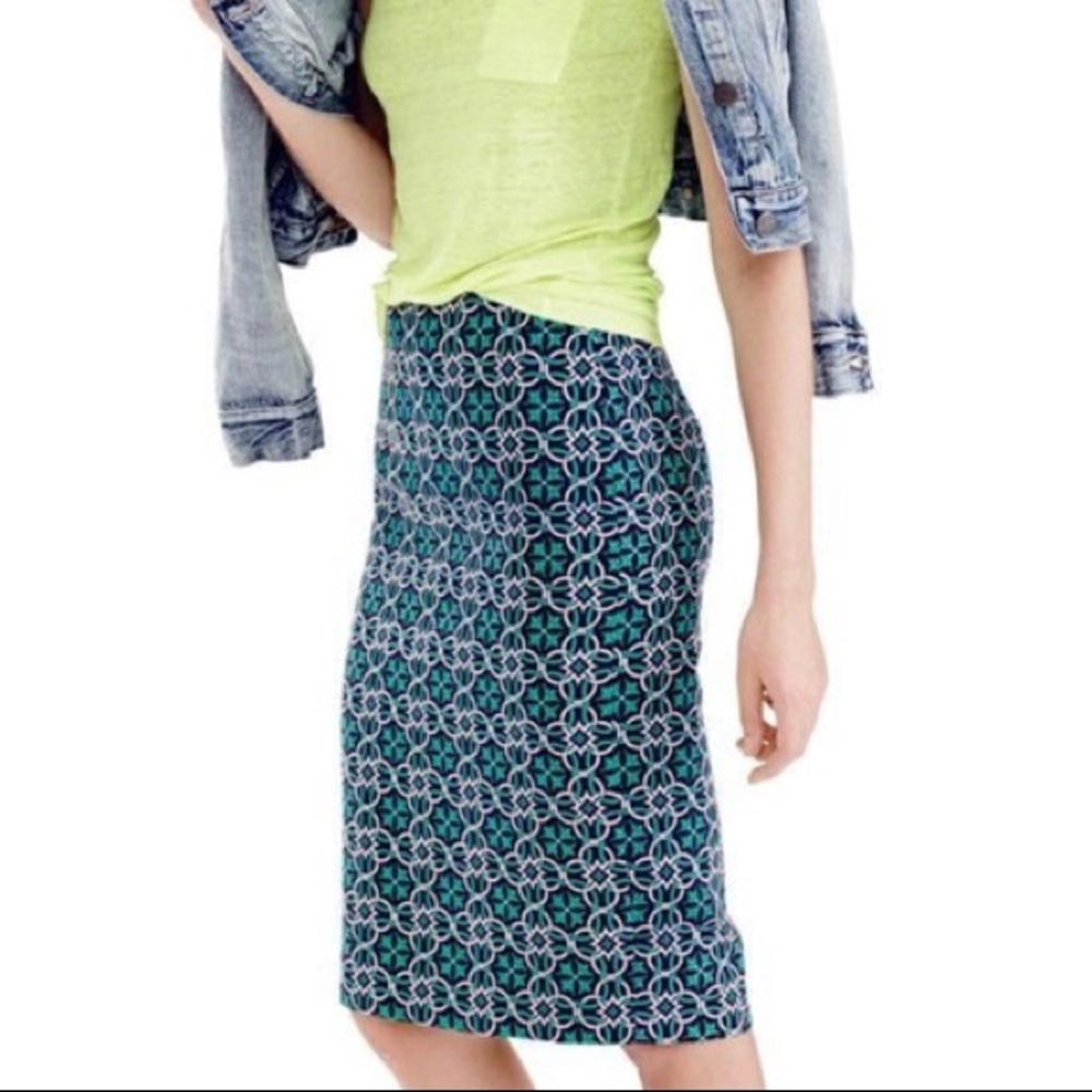 J Crew No 2 Pencil Skirt Lattice Medallion Size 0